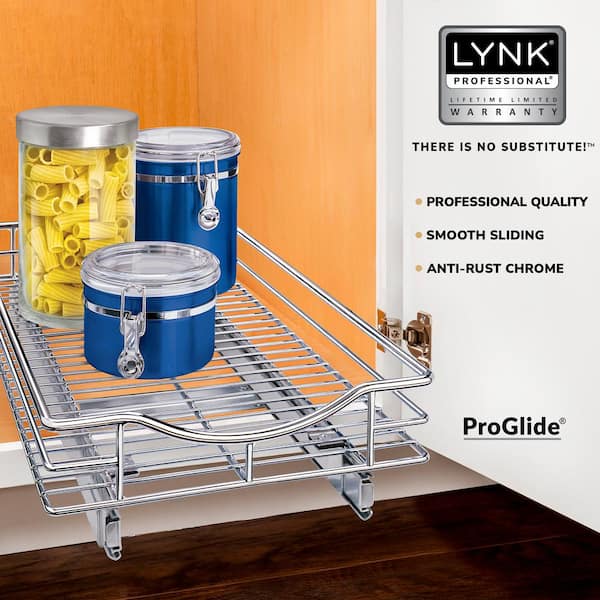 Lynk Professional Slide Out Cabinet Organizer - Pull Out Under Cabinet  Sliding Shelf - 11 Wide X 18 Deep - Chrome : Target