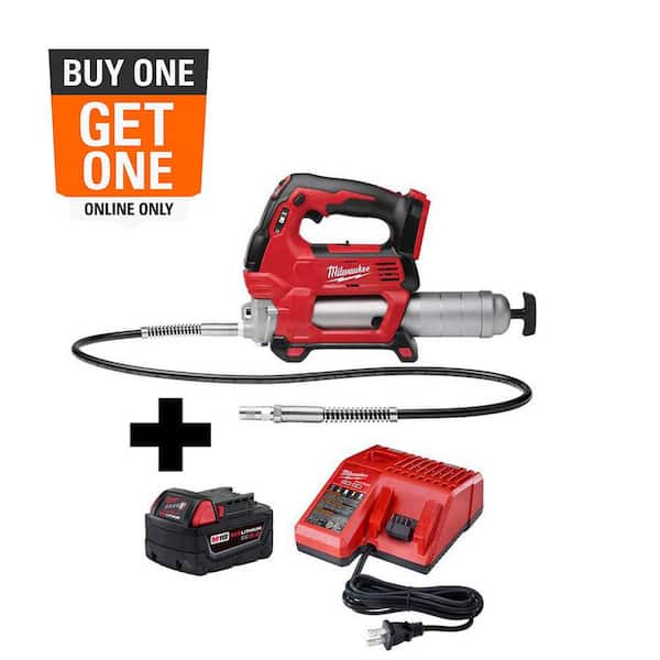 Milwaukee M18 18V Lithium-Ion Cordless Grease Gun 2-Speed W/M18 Starter Kit W/one 5.0 Ah Battery and Charger