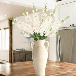 34 in. Cream Ivory Artificial Delphinium Flower Stem Spray (Set of 6)