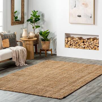 nuLOOM Ashli Solid Jute Natural 9 ft. x 12 ft. Living Room/Bedroom/Dining Room Area Rug CLWA01A-860116