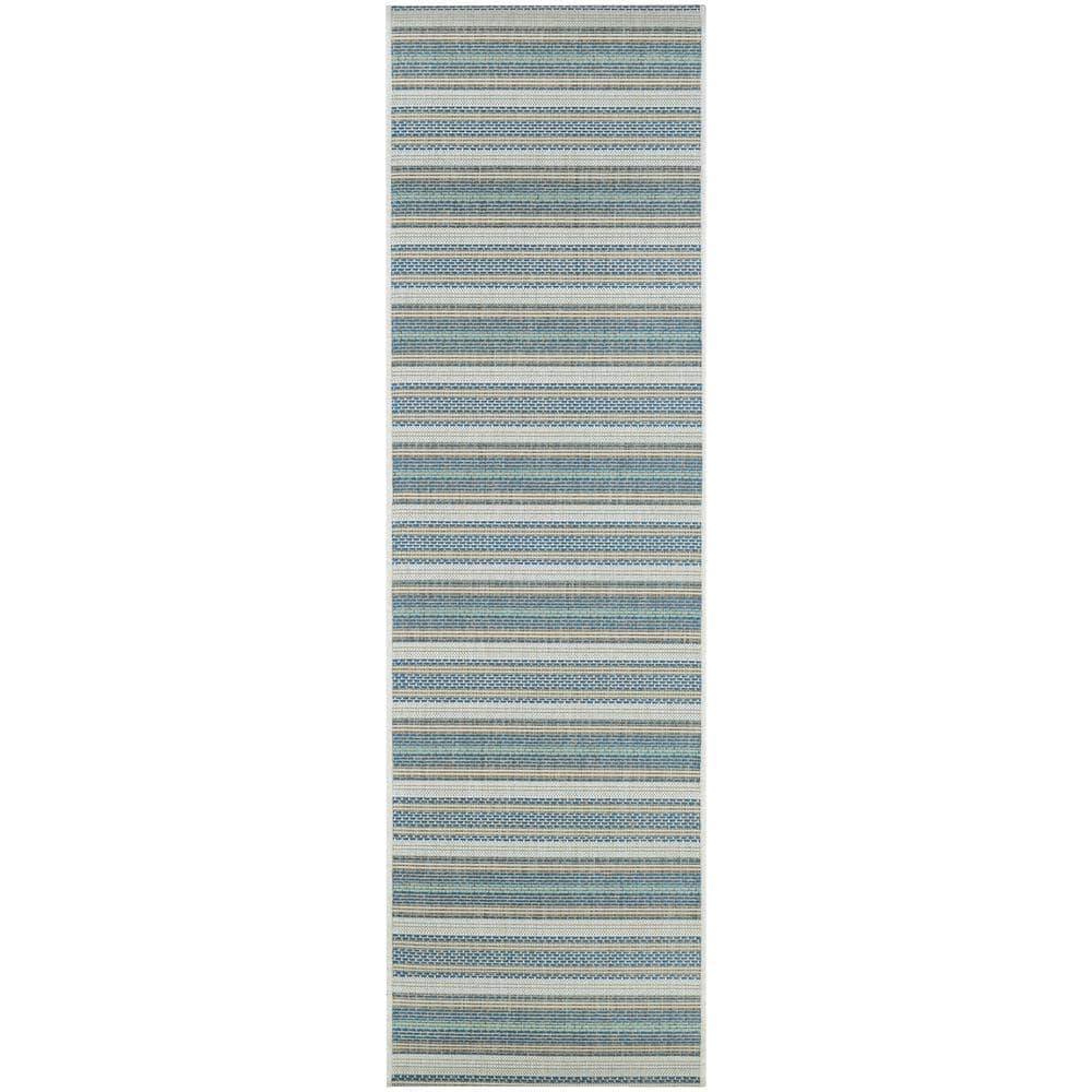 Monaco Marbella Ivory-Sand-Azure Blue 2 ft. x 8 ft. Indoor/Outdoor Runner Rug price history on PriceWatchPro