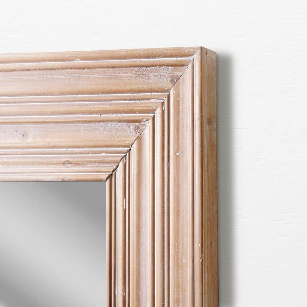 Natural Whitewash Wood Farmhouse Rectangular Wall Mirror - 30" x 40"
