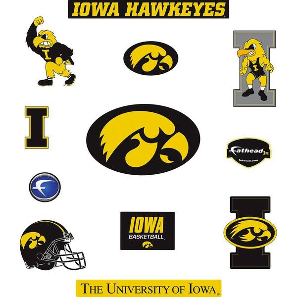 Fathead 40 in. x 27 in. Iowa Hawkeyes Team Logo Assortment Wall Decal