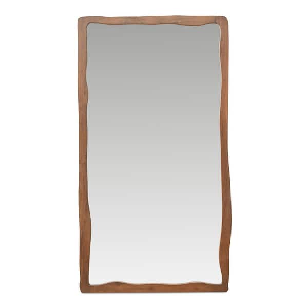 Tavian Brown 40 in. W x 72 in. H Mid-Century Free-Form Rectangle Acacia Wood Framed Mirror