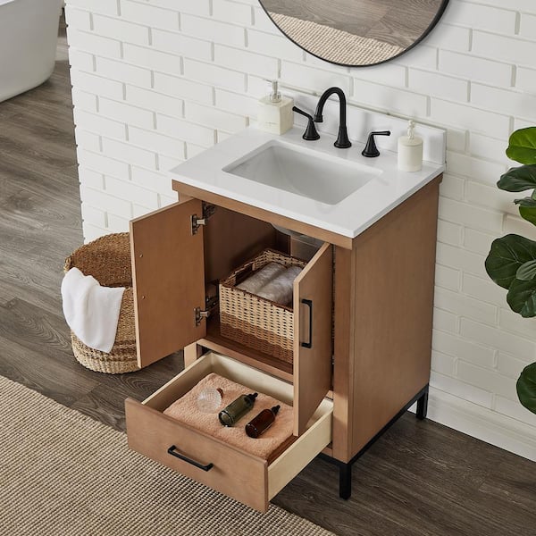 Runfine Loren 24 in. Single Sink Freestanding Gunny Bath Vanity