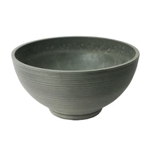Valencia 20 in. x 10 in. Round Bowl Spun Charcoal Plastic Planter