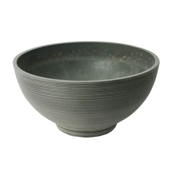 Algreen Valencia 20 in. x 10 in. Round Bowl Spun Charcoal Plastic Planter