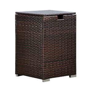 Patio Wicker Hideaway Gas Tank Table for Fire Pits for 20 lbs. Propane Tank Grill Cover Brown