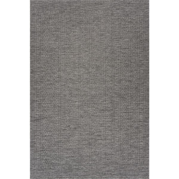 Anessae Contemporary Grey 6 ft. x 9 ft. Outdoor Area Rug