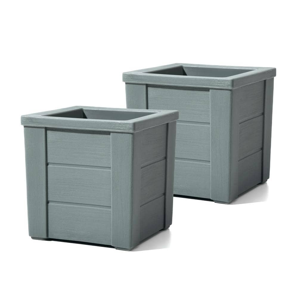 19.5 in. L x 39 in. W x 26 in. H Plastic Lakewood Planter Sage Gray -  Step2, 537002