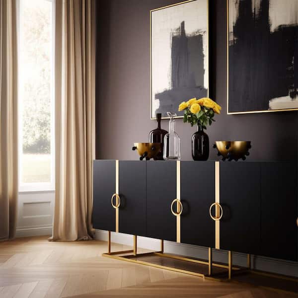 Gold/Black Metal 13 in. Bubble Decorative Bowl