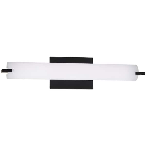 George Kovacs Tube 6.5 in. Black LED Vanity Light Bar with Cased Etched Opal Glass Shade