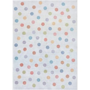 Multi Dot Modern Kids Multi Color 3 ft. 3 in. x 5 ft. Machine Washable Flat-Weave Area Rug