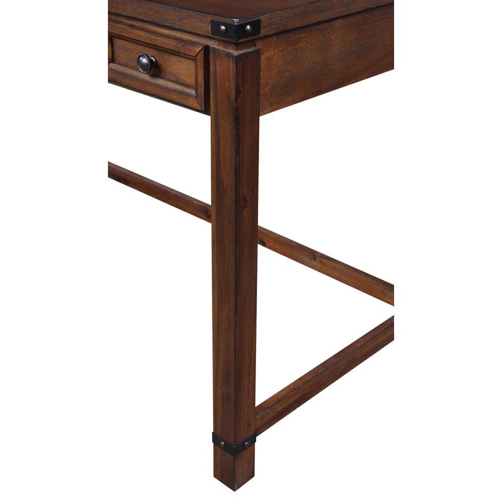 Walnut Brown Rustic Industrial Home Office Desk with 3 Drawers