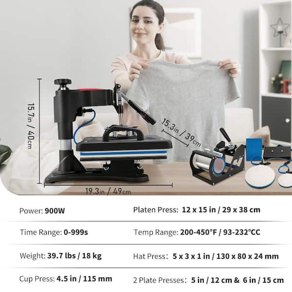 SVOPES 5-in-1 Heat Press, 12 x 15 in. Digital Clamshell
