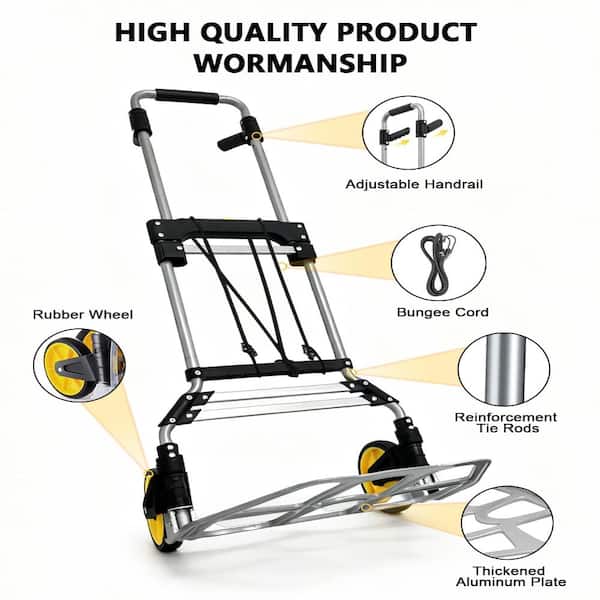Primehome 330 lb. Capacity Folding Hand Truck Dolly, Telescoping