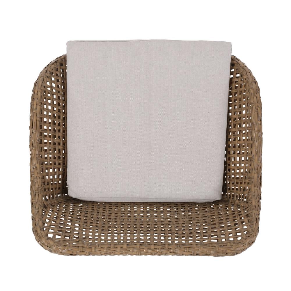Transitional Light Brown Iron Bar Chair with Beige Cushion, Set of 2
