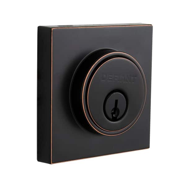 Defiant Square Aged Bronze Single Cylinder Contemporary Deadbolt