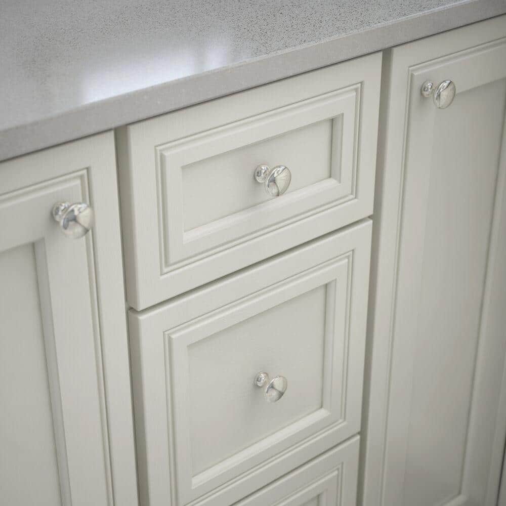 Polished Chrome Round Cabinet Knob with Mounting Hardware