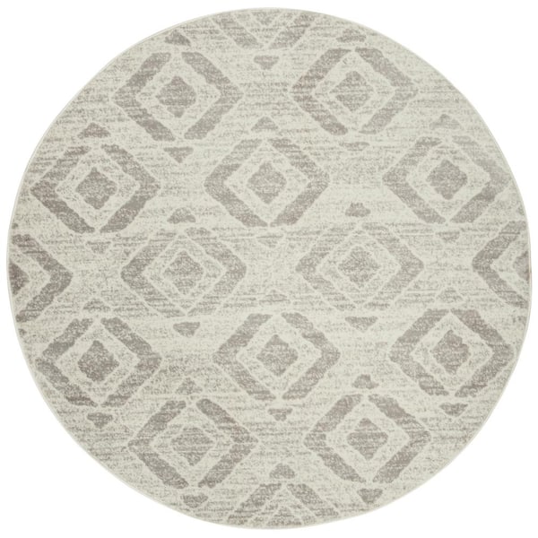 SAFAVIEH Skyler Ivory/Gray 7 ft. x 7 ft. Round Geometric Area Rug