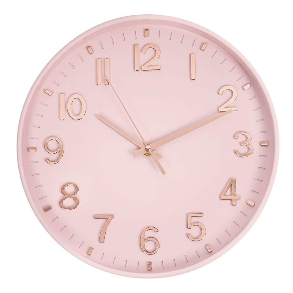 12 in. Modern Quartz Wall Clock-Pink HPGWVLN7 - The Home Depot