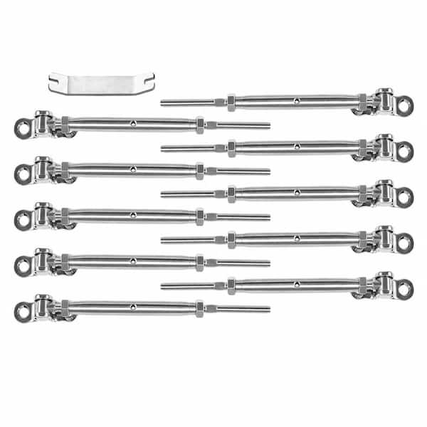 20 Pairs 1/8 in T316 Stainless Steel Cable Railing Hardware Kit Swage Toggle Turnbuckle for Wood Post