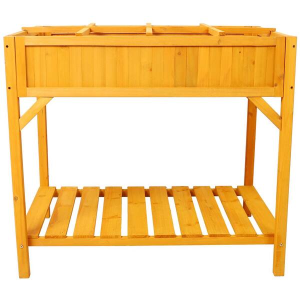 Brown 36 in. x 24 in. x W 31 in. Wood Raised Garden Bed