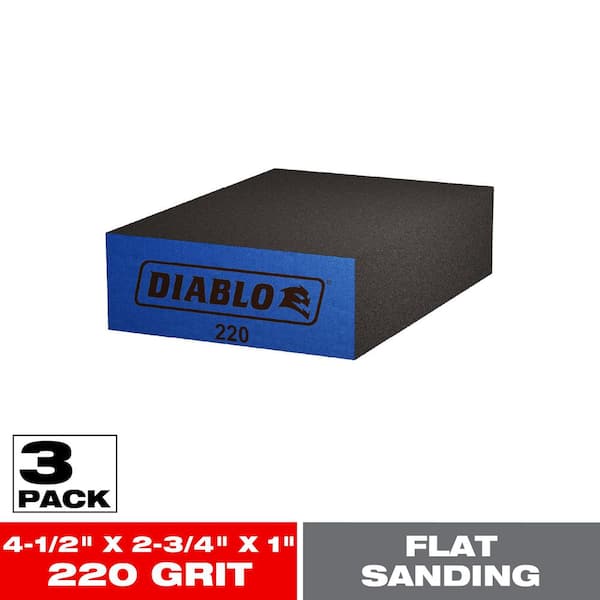 4-1/2 in. x 2-3/4 in. x 1 in. 220 Grit Ultra Fine Flat Edge Sanding Sponge (3-Pack)