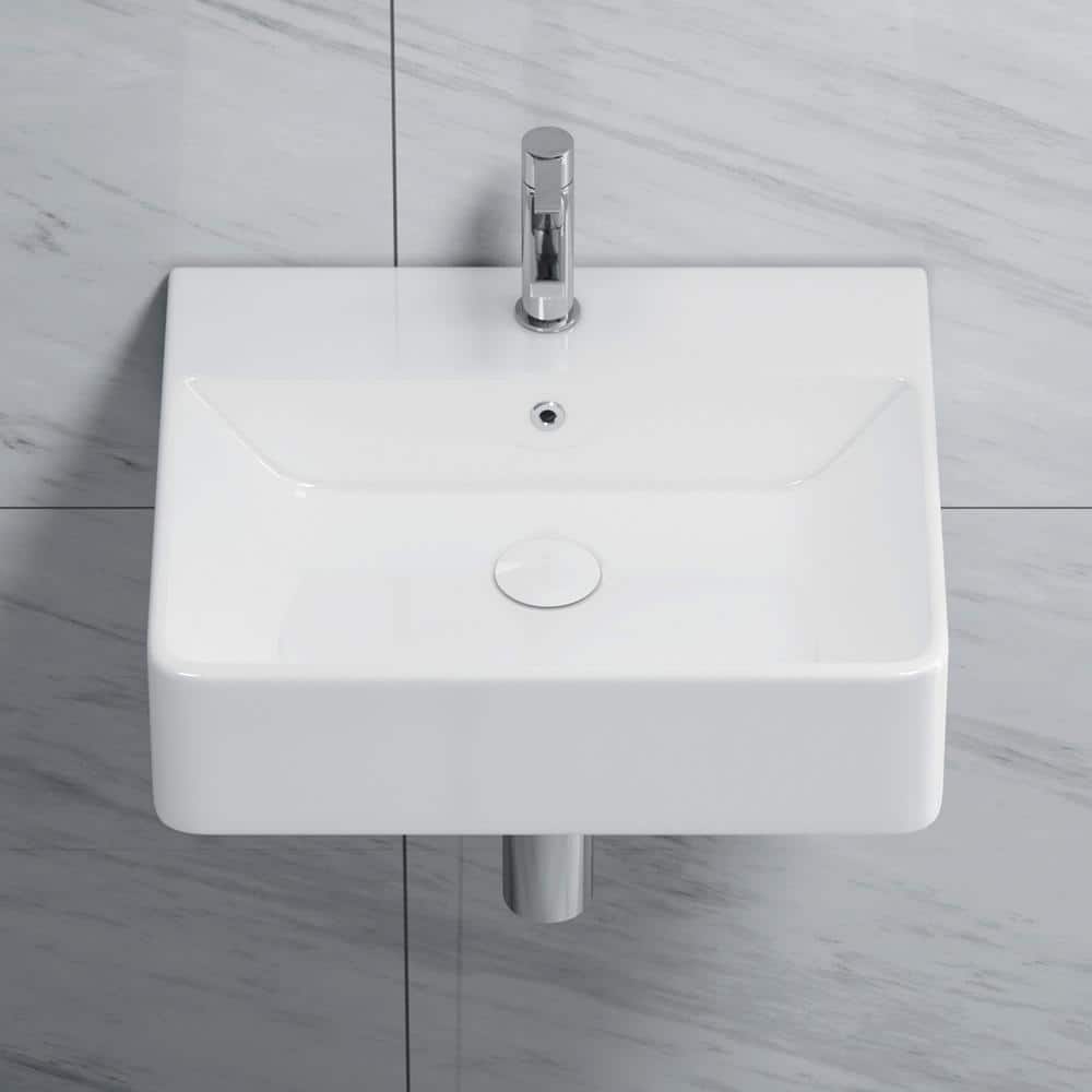 Turner 20" White Ceramic Rectangular Wall-Mount Bathroom Sink