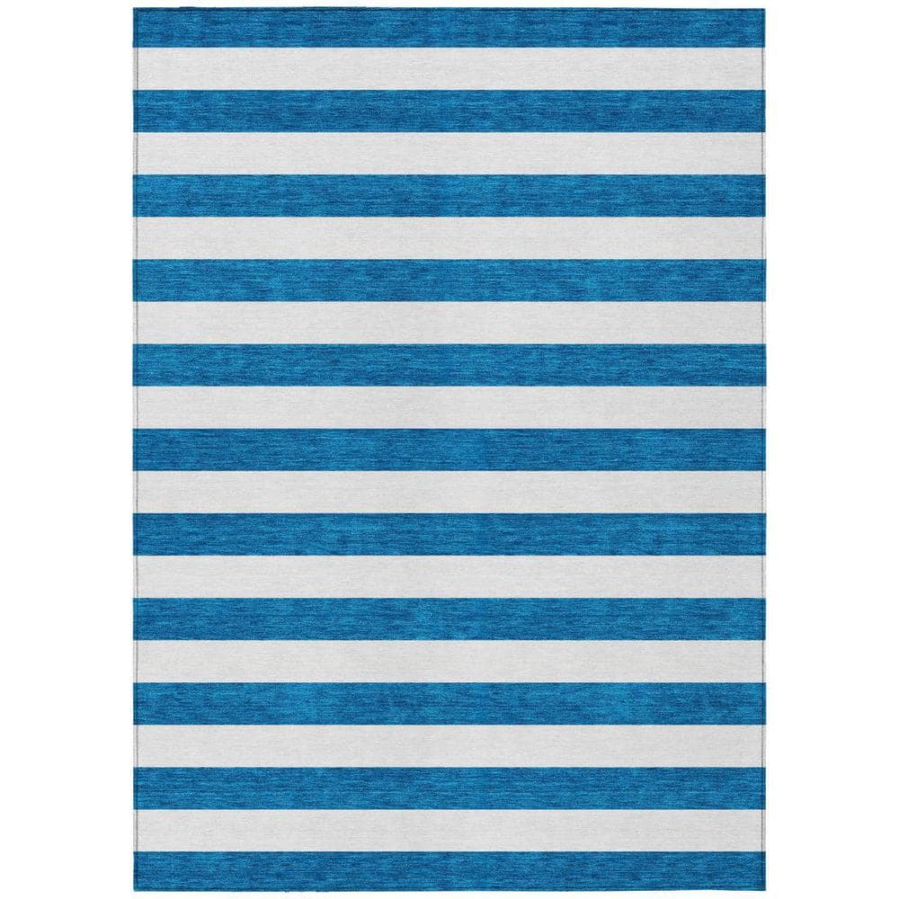 Navy Blue 9 ft. x 12 ft. Woven Striped Polyester Rectangle Indoor/Outdoor Area Rug price history on PriceWatchPro