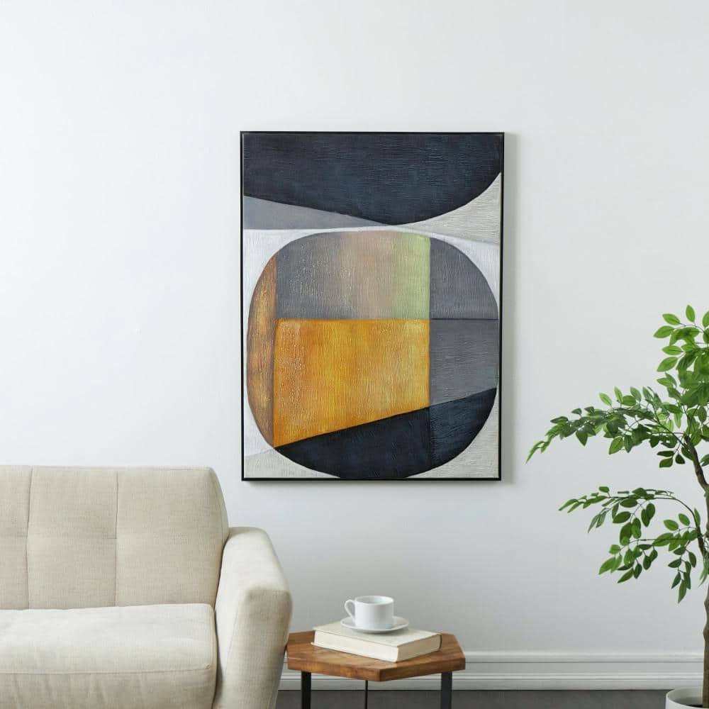 Litton Lane 1- Panel Abstract Colorblock Shape Framed Wall Art Print ...