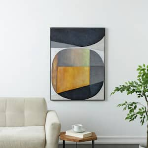 1- Panel Abstract Colorblock Shape Framed Wall Art Print with Black Frame 39 in. x 30 in.