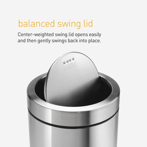 simplehuman 55L Swing Top Commercial Trash Can, Brushed Stainless