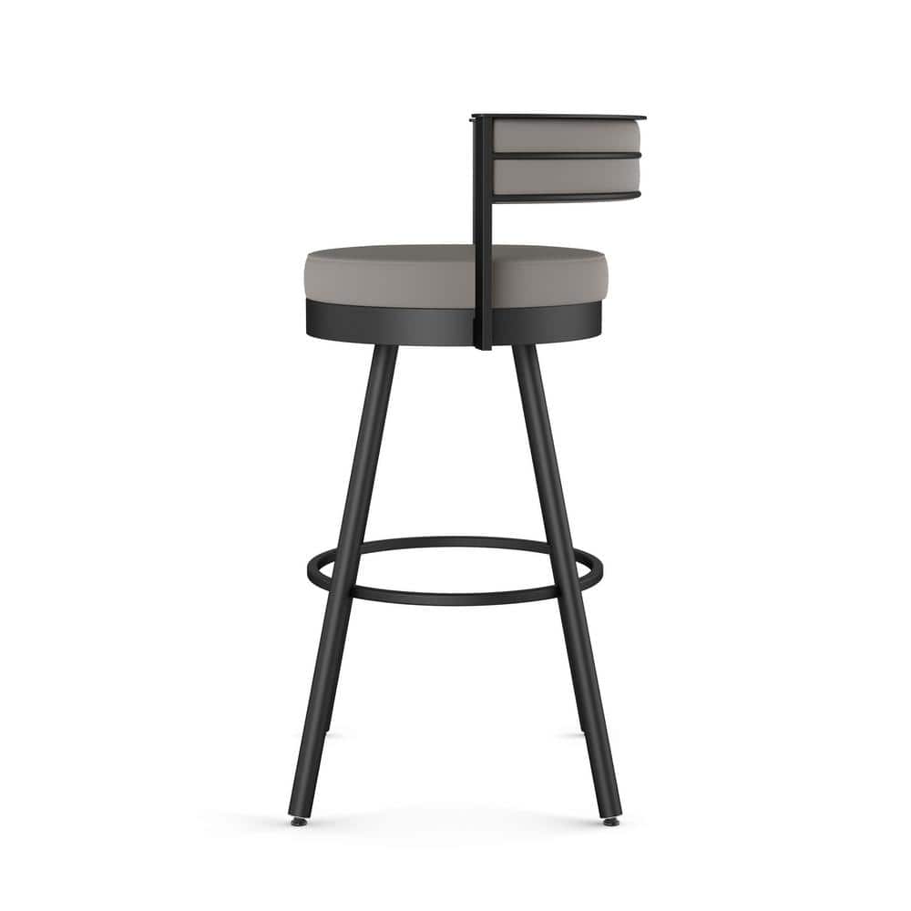 Eller 33.5" Modern Swivel Counter Stool in Taupe Grey Faux Leather