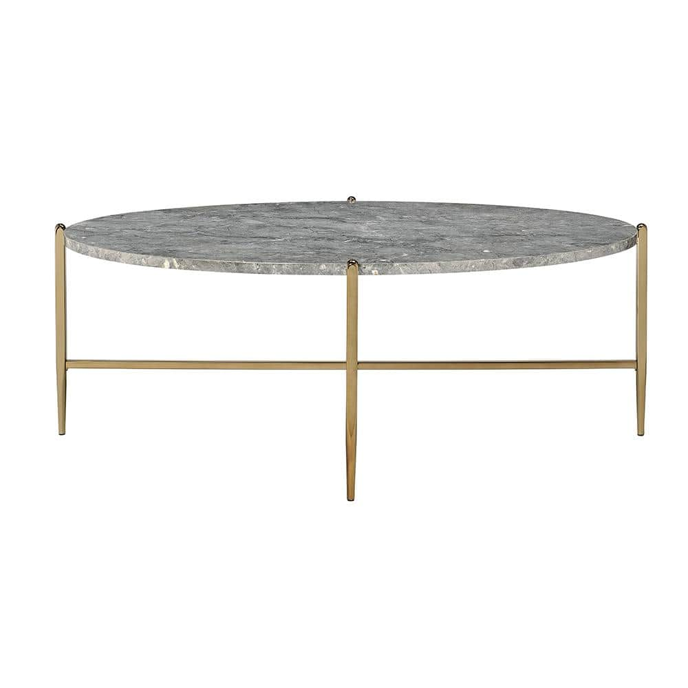 Acme Furniture 48 in. Tainte Faux Marble and Champagne Finish Oval Marble  Coffee Table 83475 - The Home Depot