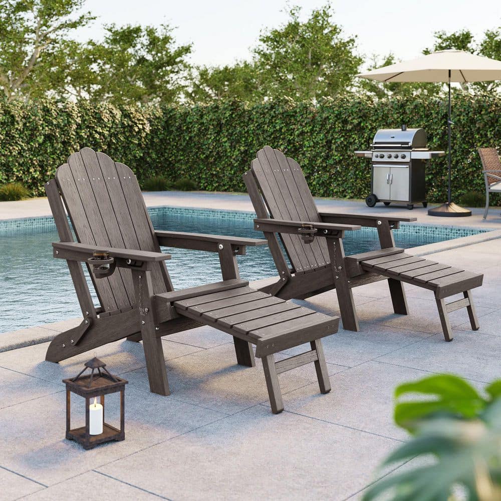 Sonkuki Coffee Plastic Folding Ergonomic Adirondack Chair with