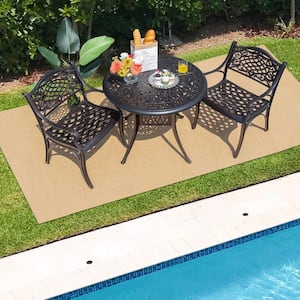 2-Piece Outdoor Cast Aluminum Chairs with Armrests and Curved Seats, Easy Matching