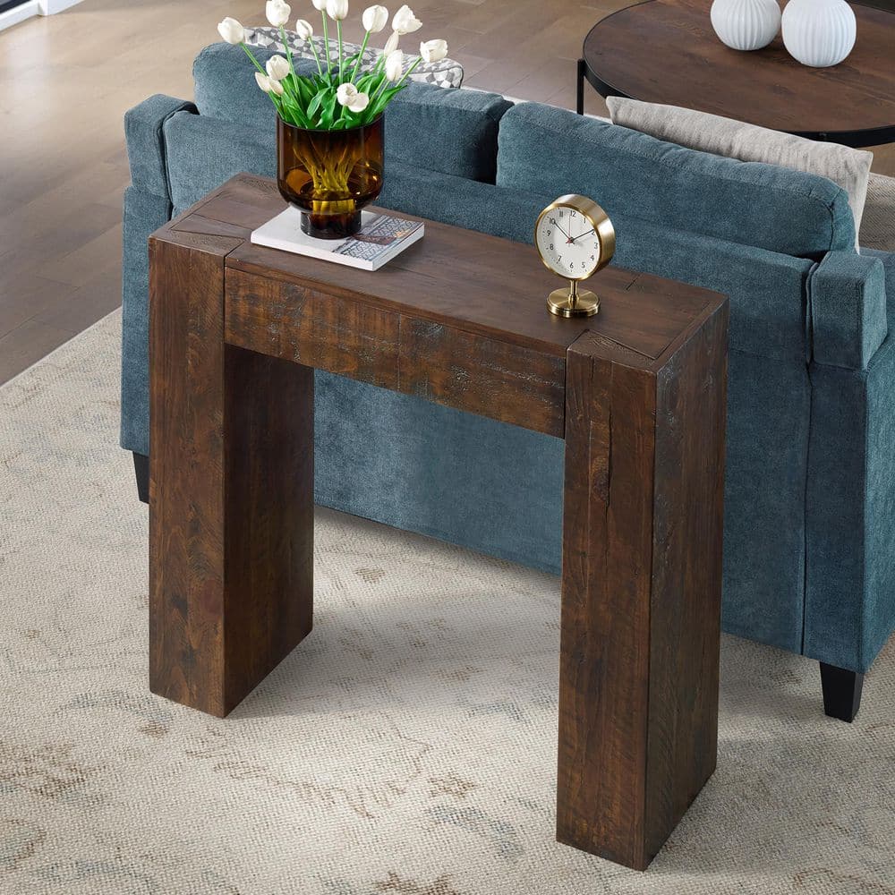 Stockyard 36 in. Rectangle Wood Console Table, Brown