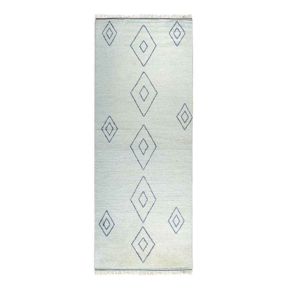 EORC Ivory 6 ft. x 9 ft. Hand Knotted Wool Transitional Moroccan Rug ...