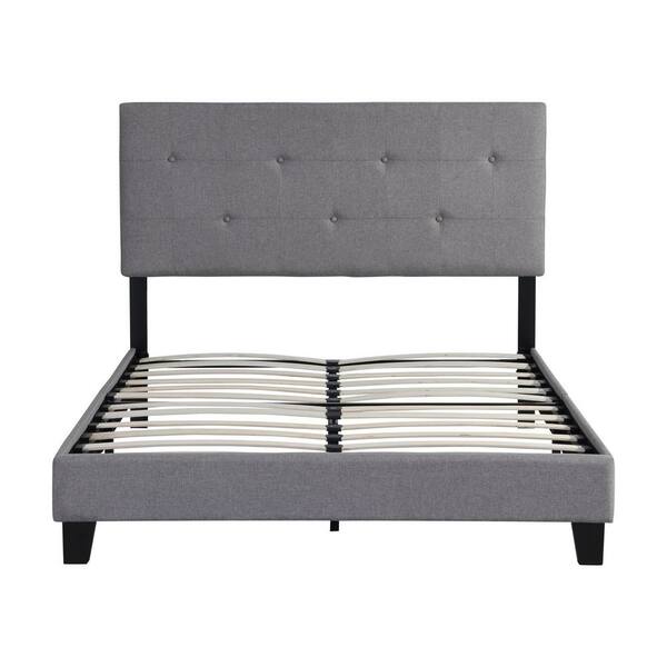 Huluwat Grey Full Size Upholstered Platform Bed Frame with Modern Button Tufted  Linen Fabric Headboard and Wood Slat Support DJ-TC-W31136121 - The Home  Depot