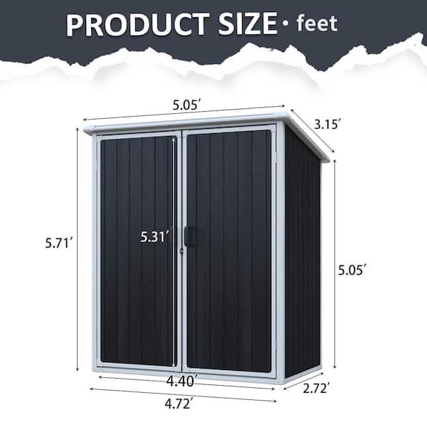 Storhaus 5 ft. W x 3 ft. D Outdoor Resin Storage Shed Waterproof