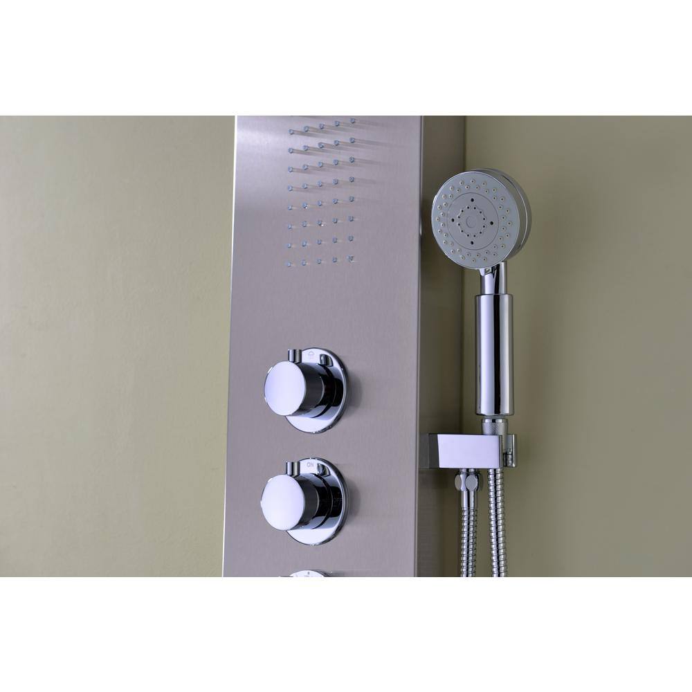 Arc 64'' Brushed Stainless Steel Shower Panel with LED Rainfall Head