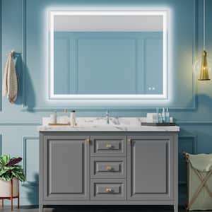 48 in. W x 36 in. H Rectangular Frameless Wall Mount Bathroom Vanity Mirror with Front and Backlit Lighted Anti Fog