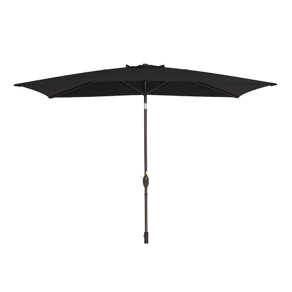 Unbranded 10 ft.x 6.5 ft. Rectangle Solution-Dyed Fabric Aluminum Market Patio Umbrella in Black