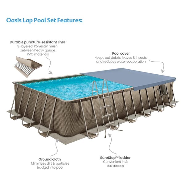 Oasis 24 ft. x 12 ft. Rectangular 52 in. Deep Above Ground Pool