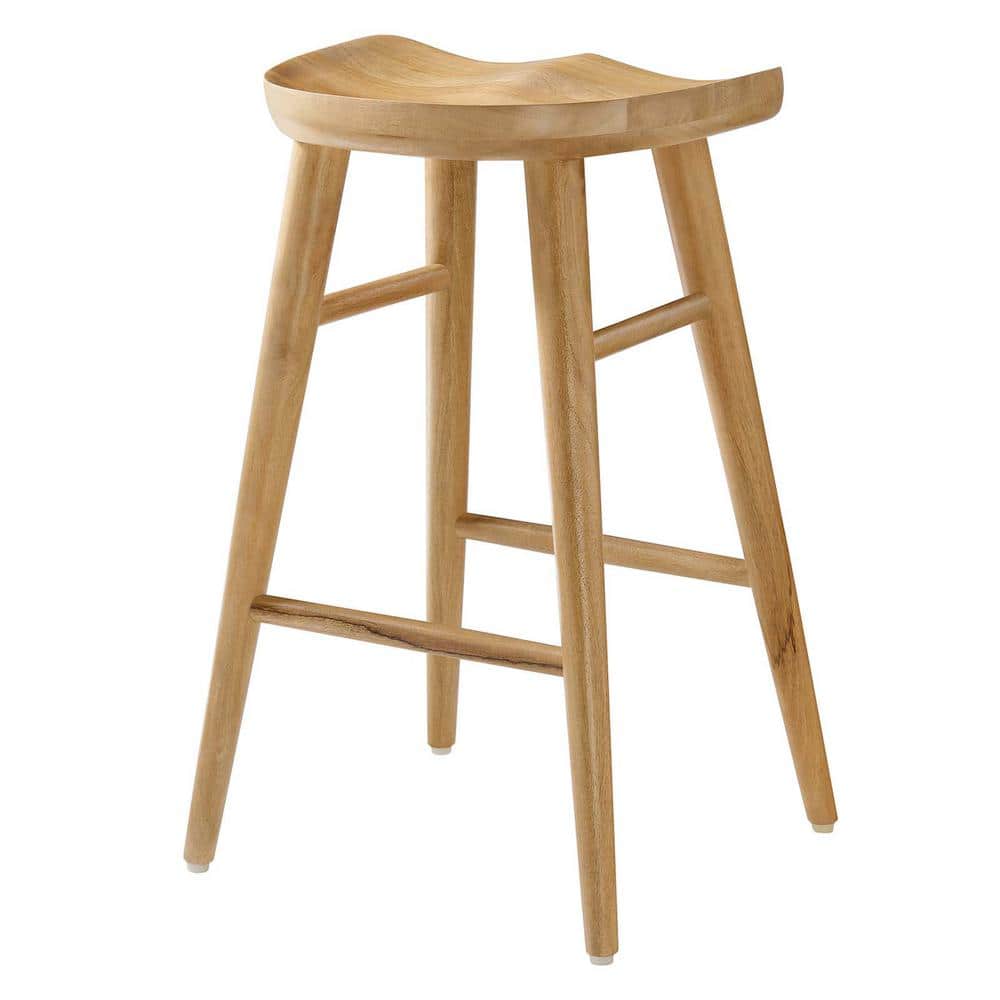 Saville Oak Adjustable Backless Saddle Counter Stools Set