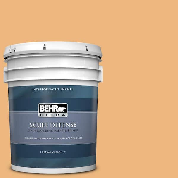 BEHR ULTRA 5 gal. #ICC-100 Eastern Amber Extra Durable Satin Enamel Interior Paint & Primer