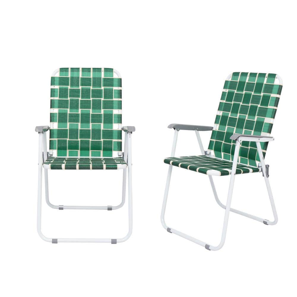 Karl home Dark Green Metal Beach Folding Chair (Set of 2) 332746764206 ...