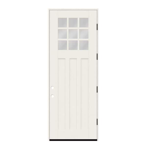 Regency 36 in. x 96 in. 1/4 9L-SDL Clear Glass LHOS Primed Fiberglass Prehung Front Door with 4-9/16 Jamb