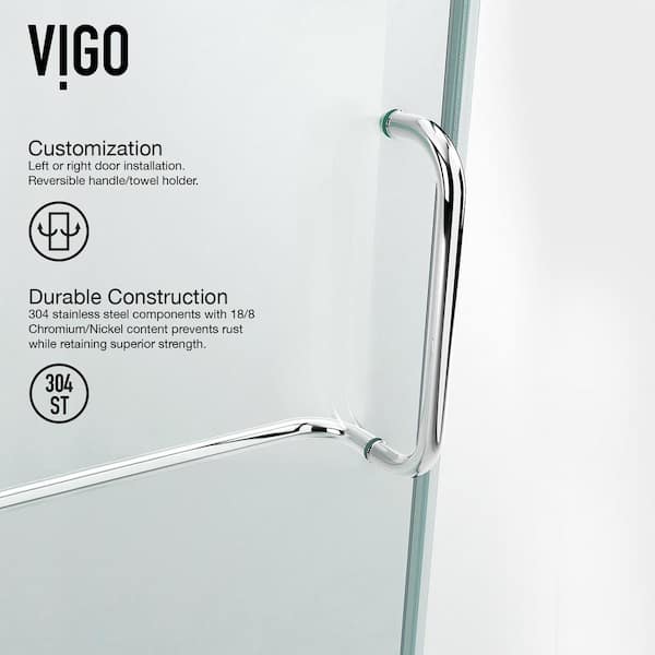 Pacifica 46 in. L x 34 in. W x 73 in. H Frameless Pivot Rectangle Shower Enclosure in Chrome with 3/8 in. Clear Glass